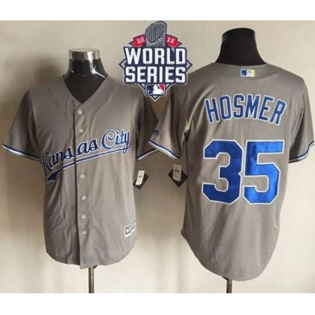 Royals #35 Eric Hosmer New Grey Cool Base W/2015 World Series Patch Stitched MLB Jersey