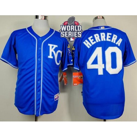 Royals #40 Kelvin Herrera Light Blue Alternate 2 Cool Base W/2015 World Series Patch Stitched MLB Jersey