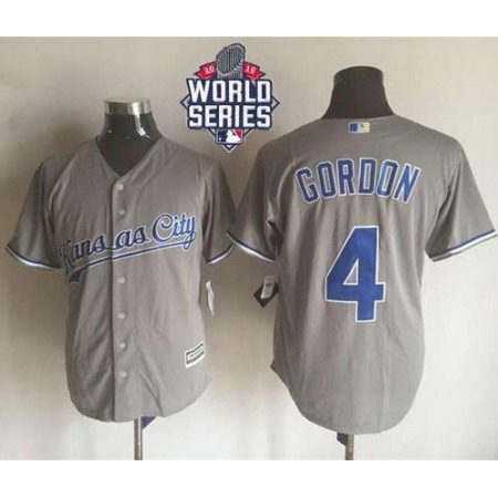 Royals #4 Alex Gordon New Grey Cool Base W/2015 World Series Patch Stitched MLB Jersey