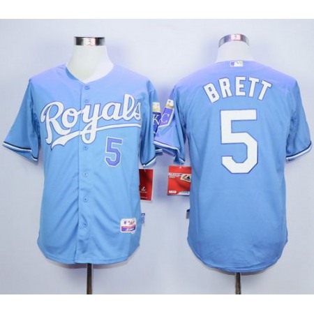 Royals #5 George Brett Light Blue Alternate Cool Base Stitched MLB Jersey