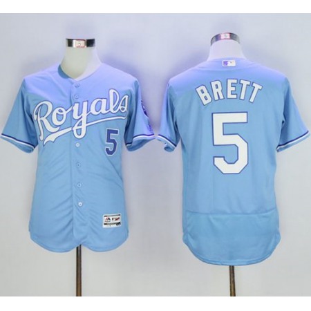 Royals #5 George Brett Light Blue Flexbase Authentic Collection Stitched MLB Jersey