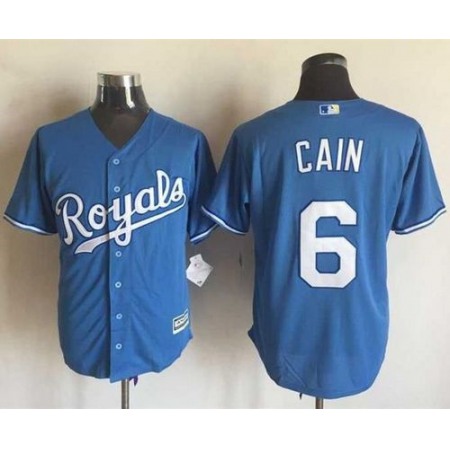 Royals #6 Lorenzo Cain Light Blue Alternate 1 New Cool Base Stitched MLB Jersey