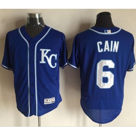 Royals #6 Lorenzo Cain Royal Blue Flexbase Authentic Collection Stitched MLB Jersey