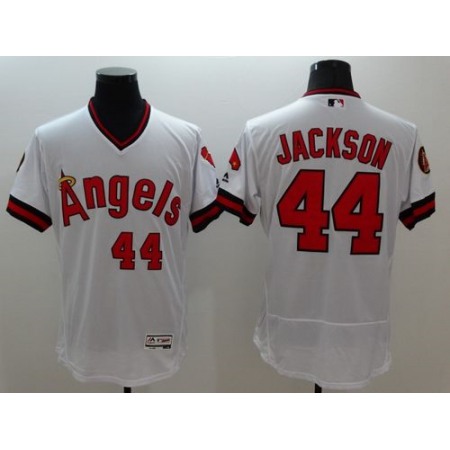 Angels of Anaheim #44 Reggie Jackson White Flexbase Authentic Collection Cooperstown Stitched MLB Jersey