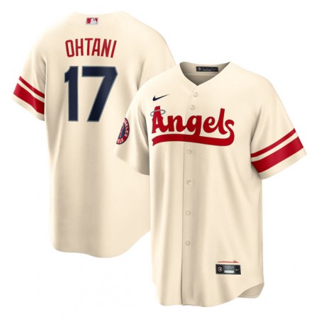 Men's Los Angeles Angels #17 Shohei Ohtani 2022 Cream City Connect Cool Base Stitched Jersey