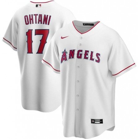 Men's Los Angeles Angels #17 Shohei Ohtani White Cool Base Stitched Jersey