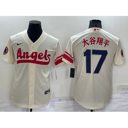 Men's Los Angeles Angels #17 Shohei Ohtani 2022 Cream City Connect Cool Base Stitched Jersey