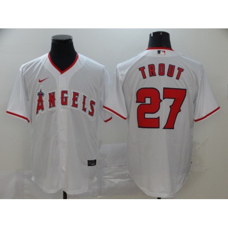 Men's Los Angeles Angels #27 Mike Trout 2020 White Cool Base Stitched MLB Jersey