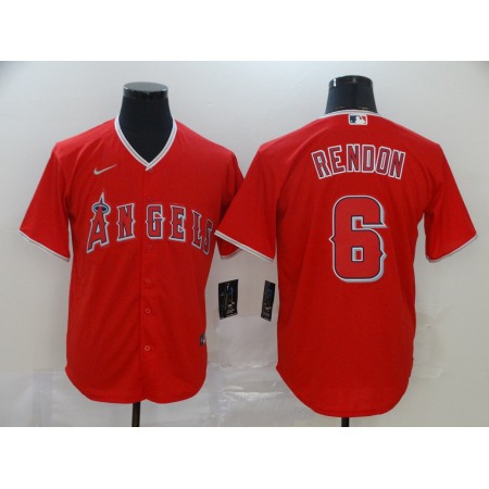 Men's Los Angeles Angels #6 Anthony Rendon Red Cool Base Stitched MLB Jersey