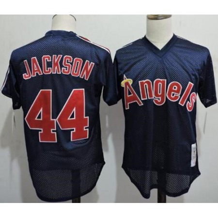 Mitchell And Ness Angels of Anaheim #44 Reggie Jackson Navy Blue Throwback Stitched MLB Jersey