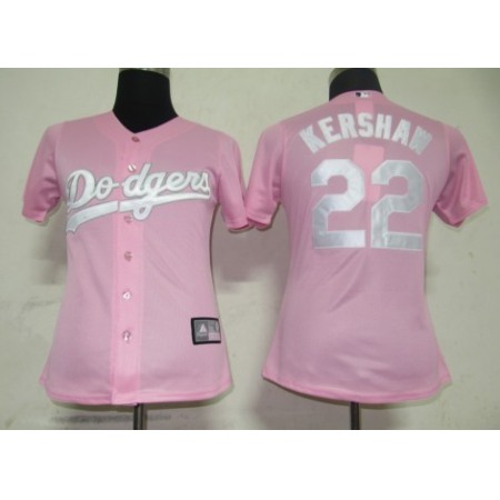 Dodgers #22 Clayton Kershaw Pink Lady Fashion Stitched MLB Jersey