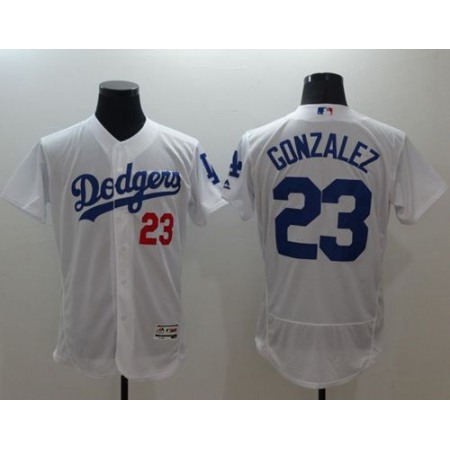 Dodgers #23 Adrian Gonzalez White Flexbase Authentic Collection Stitched MLB Jersey