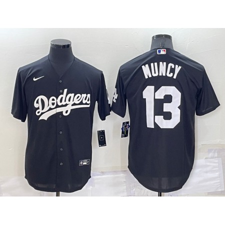 Men's Los Angeles Dodgers #13 Max Muncy Black Cool Base Stitched Baseball Jersey