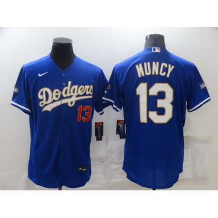 Men's Los Angeles Dodgers #13 Max Muncy Royal Blue Championship Flex Base Sttiched MLB Jersey