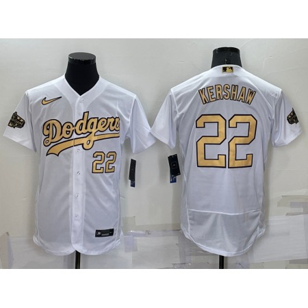 Men's Los Angeles Dodgers #22 Clayton Kershaw 2022 All-Star White Flex Base Stitched Baseball Jersey