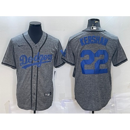 Men's Los Angeles Dodgers #22 Clayton Kershaw Grey Cool Base Stitched Jersey