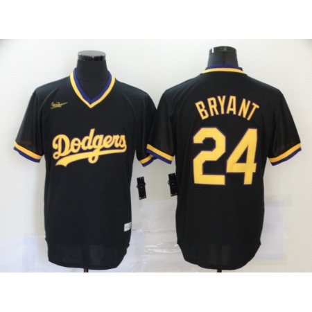 Men's Los Angeles Dodgers #24 Kobe Bryant Black KB Patch Cool Base Stitched Jersey