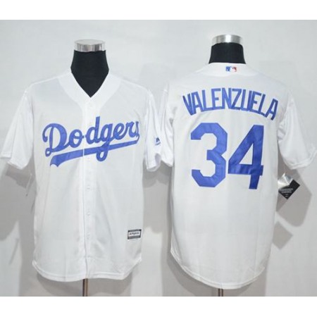 Dodgers #34 Fernando Valenzuela White New Cool Base Stitched MLB Jersey