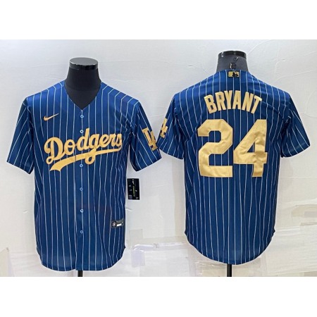 Men's Los Angeles Dodgers #24 Kobe Bryant Navy Gold Cool Base Stitched Baseball Jersey