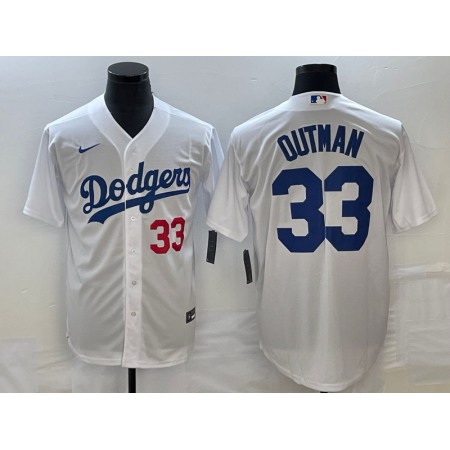 Men's Los Angeles Dodgers #33 James Outman White Cool Base Stitched Baseball Jersey