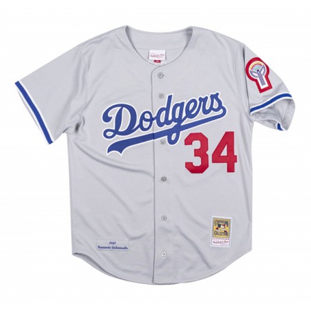 Men's Los Angeles Dodgers #34 Fernando Valenzuela Gray Stitched Baseball Jersey