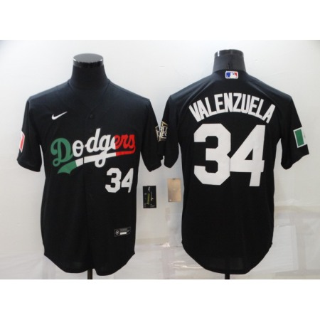 Men's Los Angeles Dodgers #34 Toro Valenzuela Black Cool Base Stitched Baseball Jersey