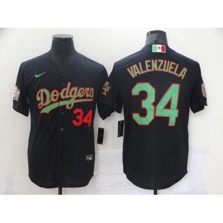 Men's Los Angeles Dodgers #34 Toro Valenzuela Black Green Mexico 2020 World Series Stitched Jersey