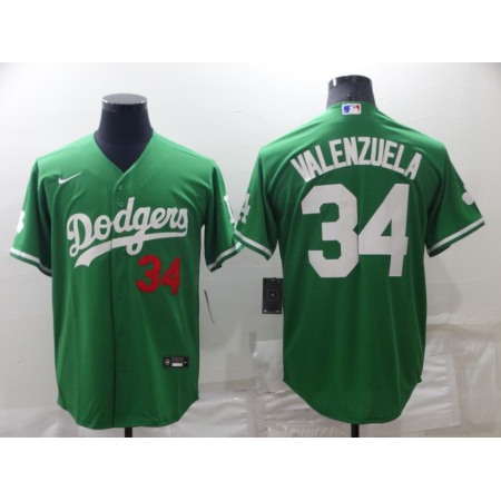 Men's Los Angeles Dodgers #34 Toro Valenzuela Green Stitched Baseball Jersey