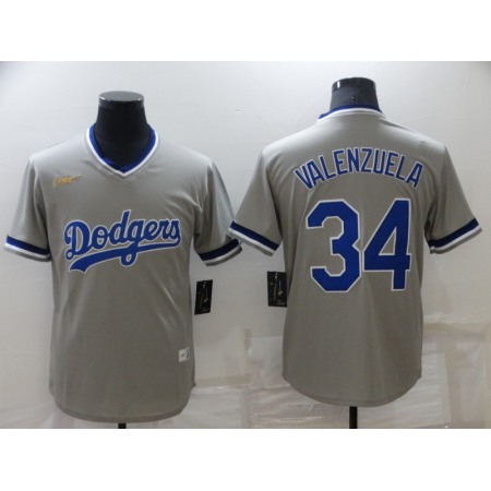 Men's Los Angeles Dodgers #34 Toro Valenzuela Grey Stitched Baseball Jersey