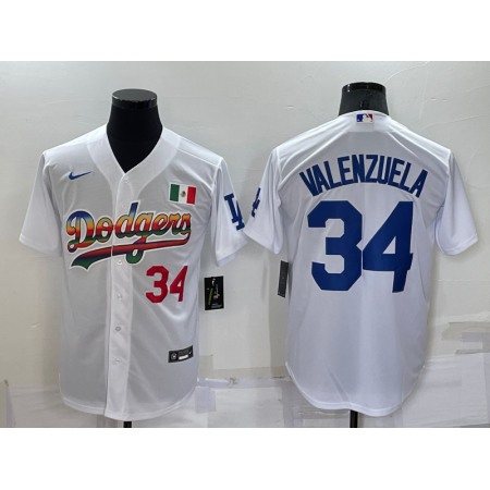 Men's Los Angeles Dodgers #34 Toro Valenzuela White Cool Base Stitched Baseball Jersey