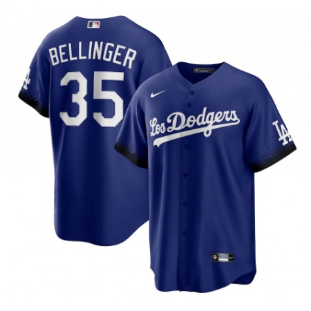 Men's Los Angeles Dodgers #35 Cody Bellinger 2021 Royal City Connect Cool Base Stitched Baseball Jersey