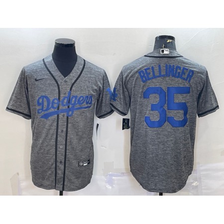 Men's Los Angeles Dodgers #35 Cody Bellinger Grey Cool Base Stitched Jersey