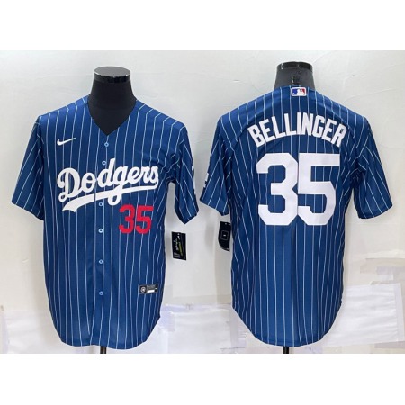 Men's Los Angeles Dodgers #35 Cody Bellinger Navy Cool Base Stitched Baseball Jersey