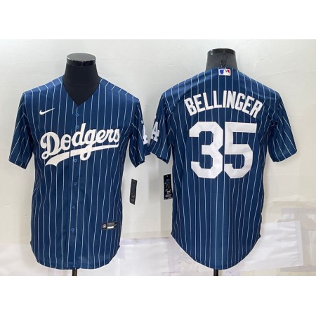 Men's Los Angeles Dodgers #35 Cody Bellinger Navy Cool Base Stitched Baseball Jersey