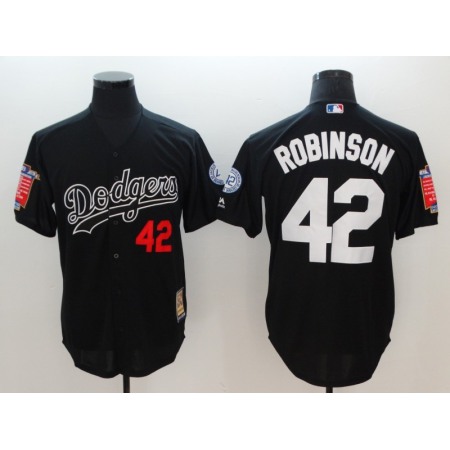 Men's Los Angeles Dodgers #42 Jackie Robinson Black Cool Base Stitched Jersey