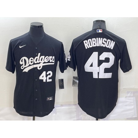 Men's Los Angeles Dodgers #42 Jackie Robinson Black Cool Base Stitched Jersey