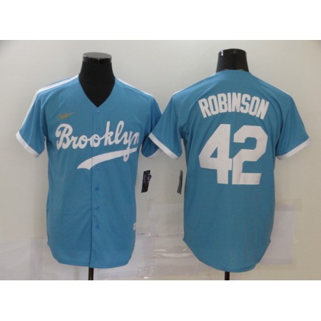 Men's Los Angeles Dodgers #42 Jackie Robinson Throwback Blue Cool Base Stitched Jersey