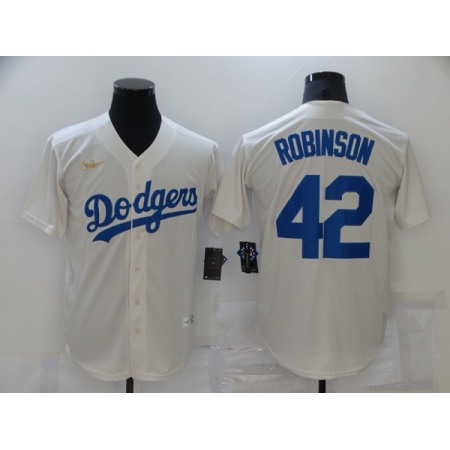 Men's Los Angeles Dodgers #42 Jackie Robinson White Throwback Cool Base Stitched Jersey