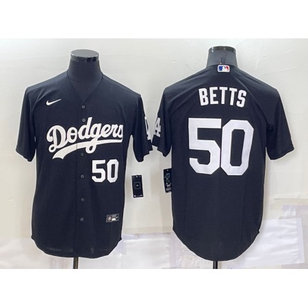 Men's Los Angeles Dodgers #50 Mookie Betts Black Cool Base Stitched Jersey