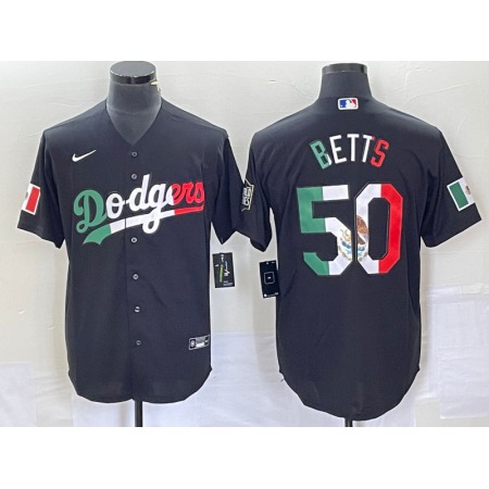 Men's Los Angeles Dodgers #50 Mookie Betts Black Mexico Cool Base Stitched Baseball Jersey