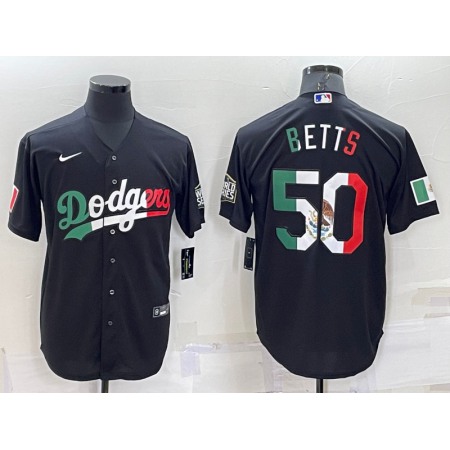 Men's Los Angeles Dodgers #50 Mookie Betts Black Mexico Cool Base Stitched Baseball Jersey