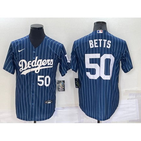 Men's Los Angeles Dodgers #50 Mookie Betts Navy Cool Base Stitched Baseball Jersey