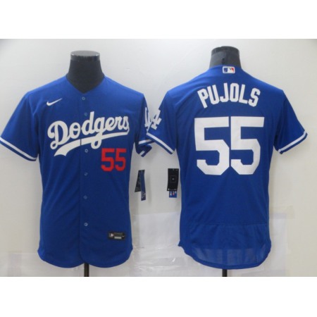 Men's Los Angeles Dodgers #55 Albert Pujols Royal Blue Flex Base Sttiched Jersey