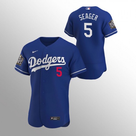 Men's Los Angeles Dodgers #5 Corey Seager Blue 2020 World Series Bound stitched Jersey