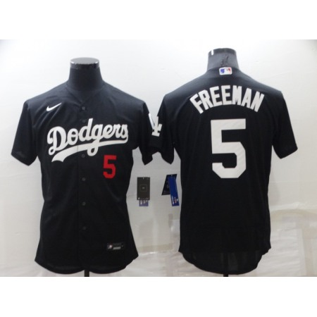 Men's Los Angeles Dodgers #5 Freddie Freeman Black Flex Base Stitched Jersey