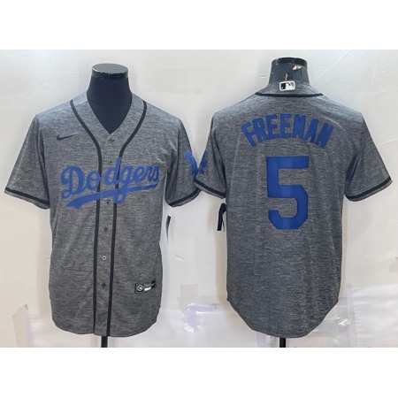 Men's Los Angeles Dodgers #5 Freddie Freeman Grey Cool Base Stitched Jersey