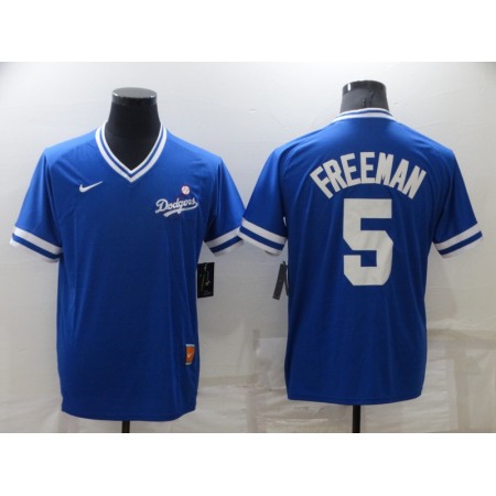 Men's Los Angeles Dodgers #5 Freddie Freeman Royal Stitched Baseball Jersey