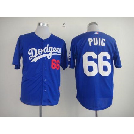 Dodgers #66 Yasiel Puig Light Blue Cool Base Stitched MLB Jersey