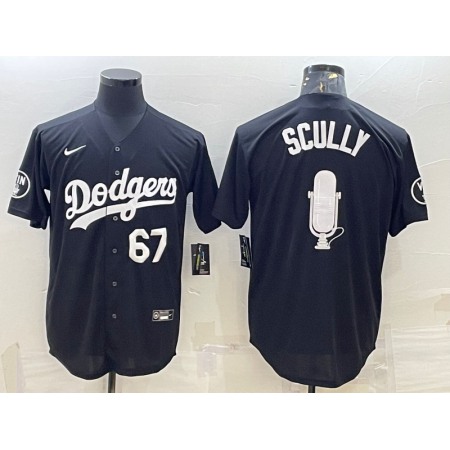 Men's Los Angeles Dodgers #67 Vin Scully Black Big Logo With Vin Scully Patch Stitched Jersey