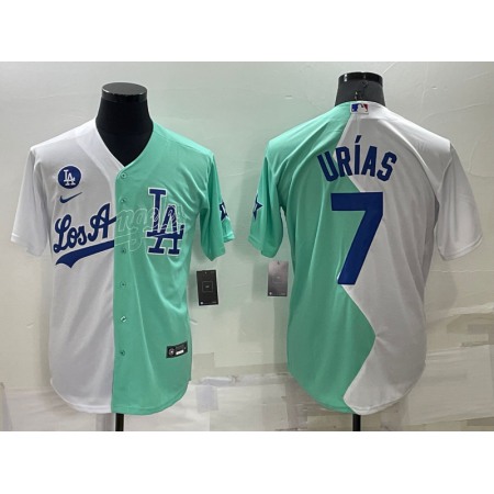 Men's Los Angeles Dodgers #7 Julio Urias 2022 All-Star White/Green Cool Base Stitched Baseball Jersey